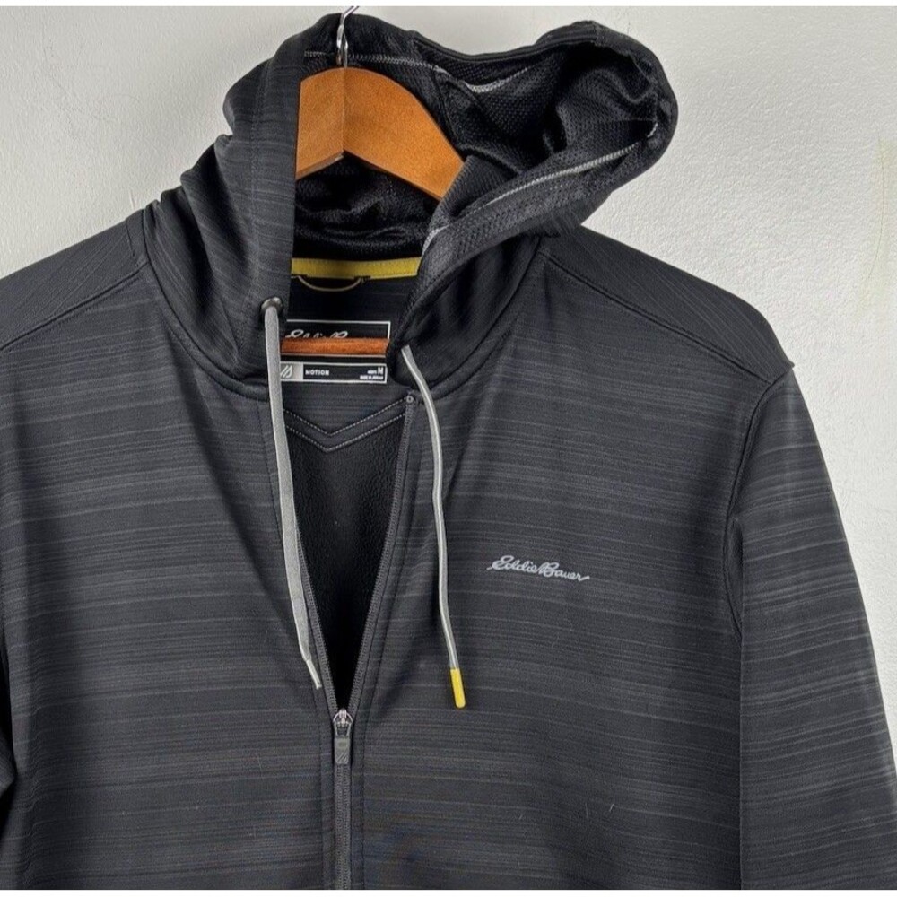 Eddie Bauer Jacket Mens M Black Freeheat Motion Full Zip Hooded Performance